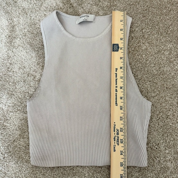 Aritzia Babaton‎ Sculpt Knit Racer Cropped Tank Matte Pearl S Ribbed Crop - Picture 5 of 7